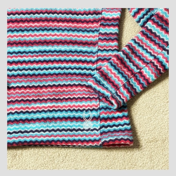 Spyder Savona 1/4 Zip Fleece Mock Neck Colorful Stripe Pullover Top Shirt Size 8 - Picture 5 of 14